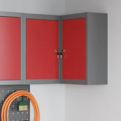 vidaXL Værktøjsskab Rød og Grå 55 x 55 x 55 cm Ingeniørtræ og stål