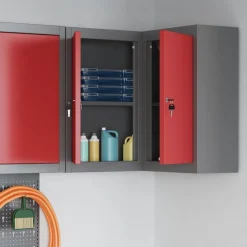 vidaXL Værktøjsskab Rød og Grå 55 x 55 x 55 cm Ingeniørtræ og stål