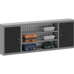 vidaXL Værktøjsskab Sort og grå 150 x 20 x 55 cm Ingeniørtræ og stål