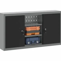 vidaXL Værktøjsskab Sort og grå 50 x 20 x 55 cm Ingeniørtræ og stål