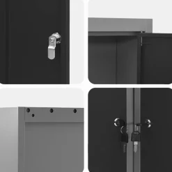 vidaXL Værktøjsskab Sort og grå 55 x 55 x 55 cm Ingeniørtræ og stål