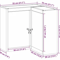 vidaXL Værktøjsskab Sort og grå 55 x 55 x 55 cm Ingeniørtræ og stål
