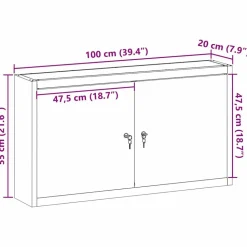 vidaXL Værktøjsskab Sort og grå 50 x 20 x 55 cm Ingeniørtræ og stål