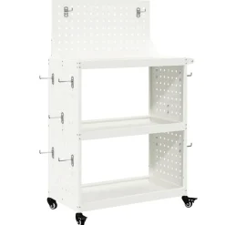 vidaXL Værktøjsvogn med hylde Hvid 65 x 35 x 111 cm Koldvalset stål