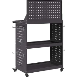 vidaXL Værktøjsvogn med hylde Sort 65 x 35 x 111 cm Koldvalset stål