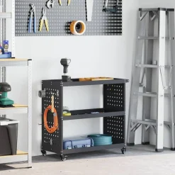 vidaXL Værktøjsvogn med hylde Antracit 75 x 35 x 73 cm Koldvalset stål