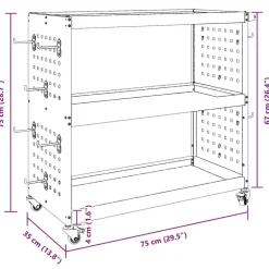 vidaXL Værktøjsvogn med hylde Antracit 75 x 35 x 73 cm Koldvalset stål