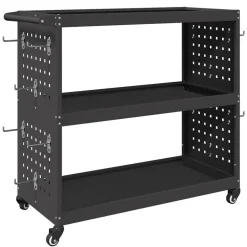 vidaXL Værktøjsvogn med hylde Sort 75 x 35 x 73 cm Koldvalset stål