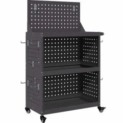 vidaXL Værktøjsvogn med hylde Sort 65 x 35 x 111 cm Koldvalset stål
