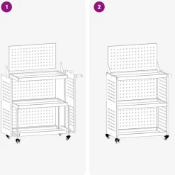 vidaXL Værktøjsvogn med hylde Sort 65 x 35 x 111 cm Koldvalset stål