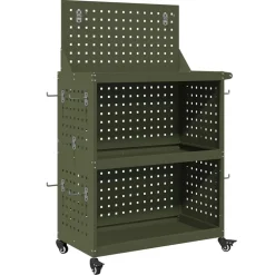 vidaXL Værktøjsvogn Oliven grøn 65 x 35 x 111 cm Koldvalset stål