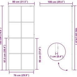 vidaXL Walk-in brusevæg Sort 80 x 195 cm hærdet glas