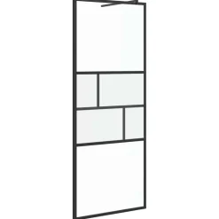 vidaXL Walk-in brusevæg Sort 80 x 195 x 0.5 cm Glas og Aluminium