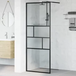 vidaXL Walk-in brusevæg Sort 80 x 195 x 0.5 cm Glas og Aluminium