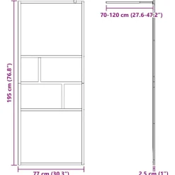 vidaXL Walk-in brusevæg Sort 80 x 195 x 0.5 cm Glas og Aluminium