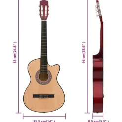 vidaXL western akustisk guitarsæt 12 dele med 6 strenge 38