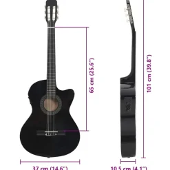 vidaXL western-guitarsæt 12 dele med equalizer og 6 strenge sort