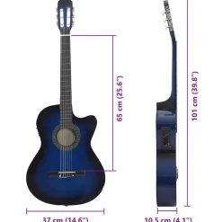 vidaXL western-guitarsæt 12 dele med equalizer og 6 strenge blå