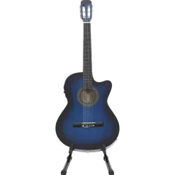 vidaXL western-guitarsæt 12 dele med equalizer og 6 strenge blå