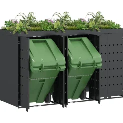 vidaXL Wheelie Bin Opbevaring til 3 Affaldscontainere Antracit
