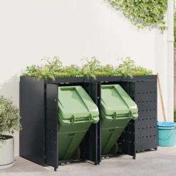 vidaXL Wheelie Bin Opbevaring til 3 Affaldscontainere Antracit