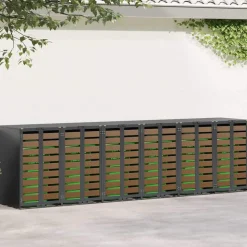 vidaXL Wheelie Bin Opbevaring til 3 Affaldscontainere Antracit Stål