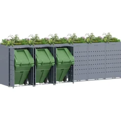 vidaXL Wheelie Bin Opbevaring til 6 Affaldscontainere Lysegrå