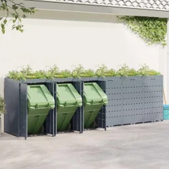 vidaXL Wheelie Bin Opbevaring til 6 Affaldscontainere Lysegrå
