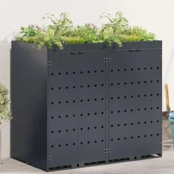 vidaXL Wheelie Bin Opbevaring til 2 Affaldscontainere Antracit