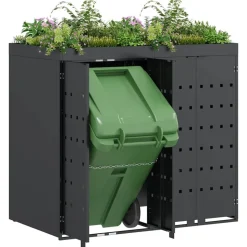 vidaXL Wheelie Bin Opbevaring til 2 Affaldscontainere Antracit