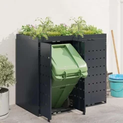 vidaXL Wheelie Bin Opbevaring til 2 Affaldscontainere Antracit
