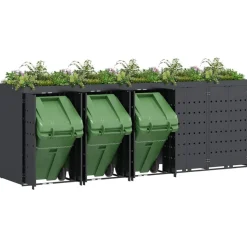 vidaXL Wheelie Bin Opbevaring til 5 Affaldscontainere Antracit