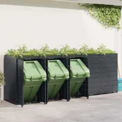 vidaXL Wheelie Bin Opbevaring til 5 Affaldscontainere Antracit