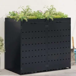 vidaXL Wheelie Bin Opbevaring til 2 Affaldscontainere Sort