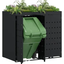 vidaXL Wheelie Bin Opbevaring til 2 Affaldscontainere Sort