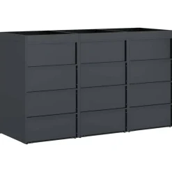 vidaXL Wheelie Bin Opbevaring til 3 Affaldscontainere Antracit Stål