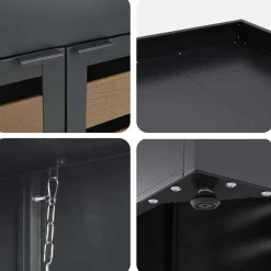 vidaXL Wheelie Bin Opbevaring til 3 Affaldscontainere Antracit Stål