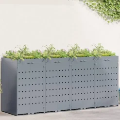 vidaXL Wheelie Bin Opbevaring til 4 Affaldscontainere Lysegrå