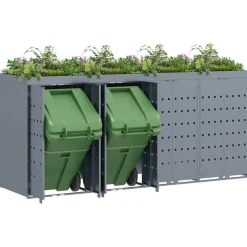 vidaXL Wheelie Bin Opbevaring til 4 Affaldscontainere Lysegrå
