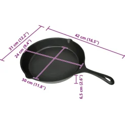 XL BBQ grill stegepande i støbejern 30 cm rund